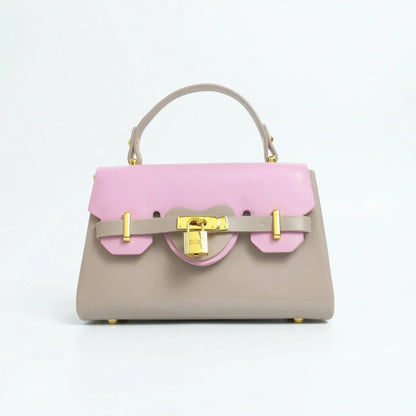 Herisson Firenze Mini Borsa Cachi e Rosa con Lucchetto Dorato