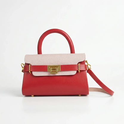 Herisson Firenze Mini Borsa Top-Handle in Ecopelle a Contrasto con Tracolla