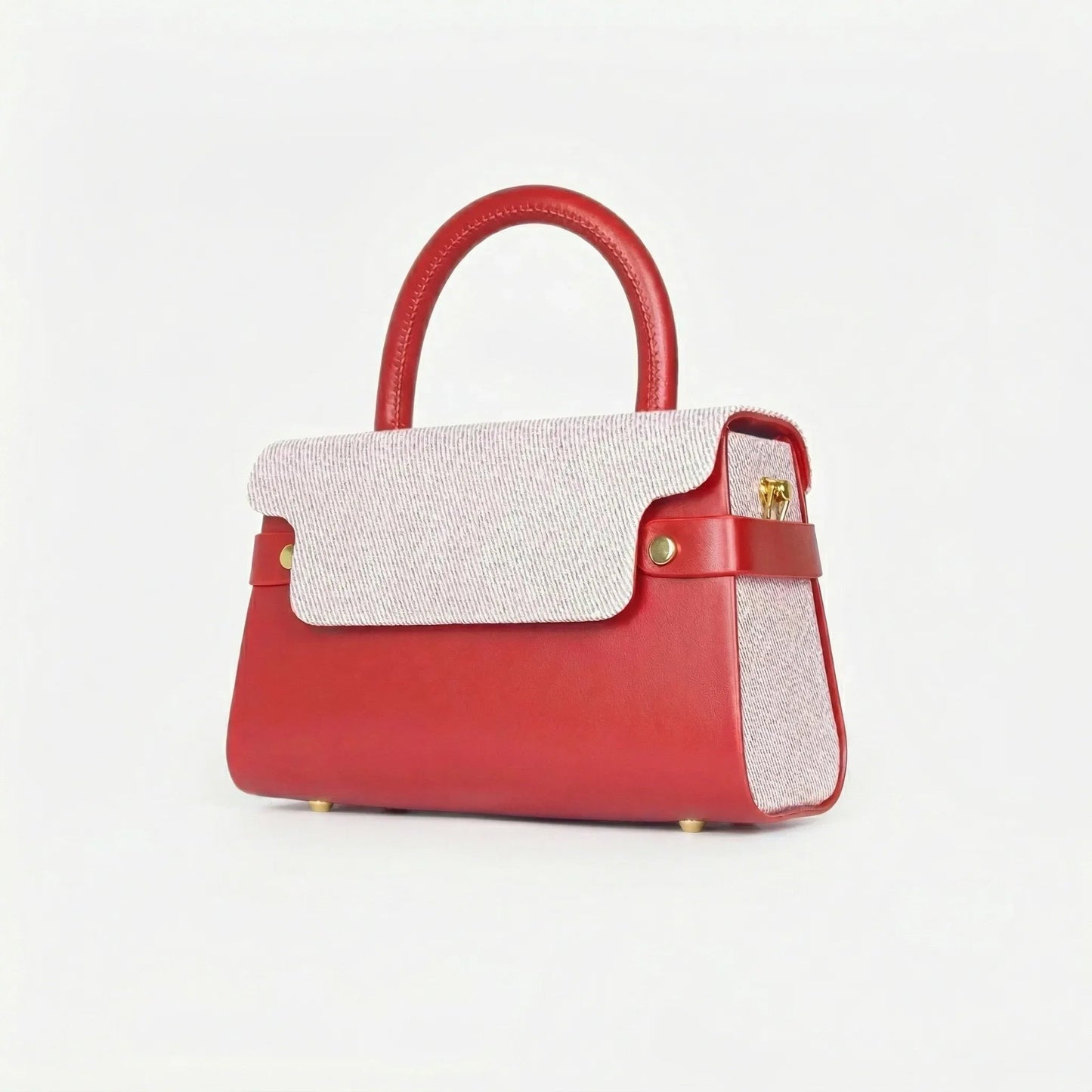 Herisson Firenze Mini Borsa Top-Handle in Ecopelle a Contrasto con Tracolla