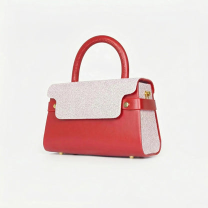 Herisson Firenze Mini Borsa Top-Handle in Ecopelle a Contrasto con Tracolla