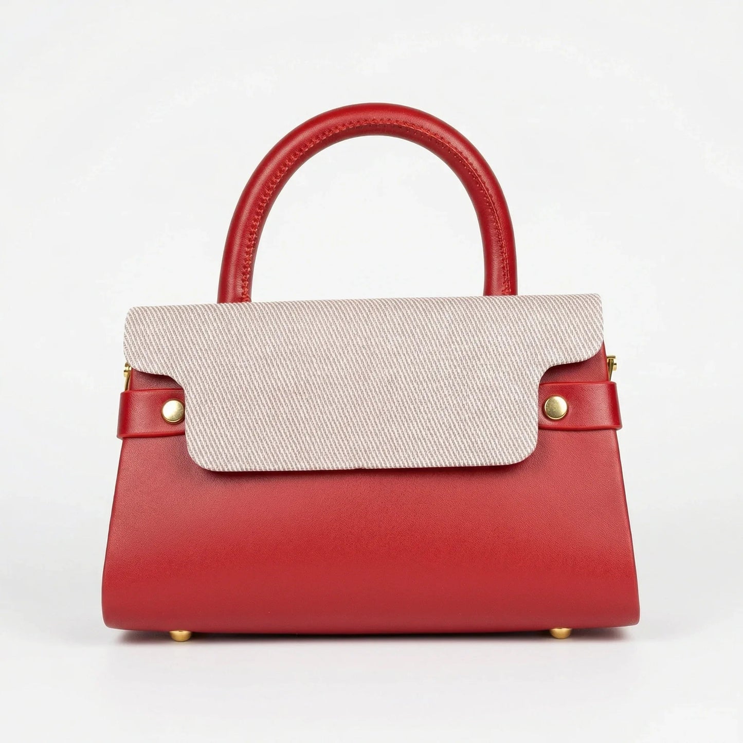 Herisson Firenze Mini Borsa Top-Handle in Ecopelle a Contrasto con Tracolla
