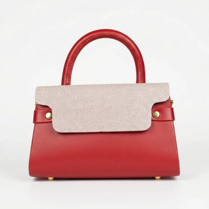 Herisson Firenze Mini Borsa Top-Handle in Ecopelle a Contrasto con Tracolla