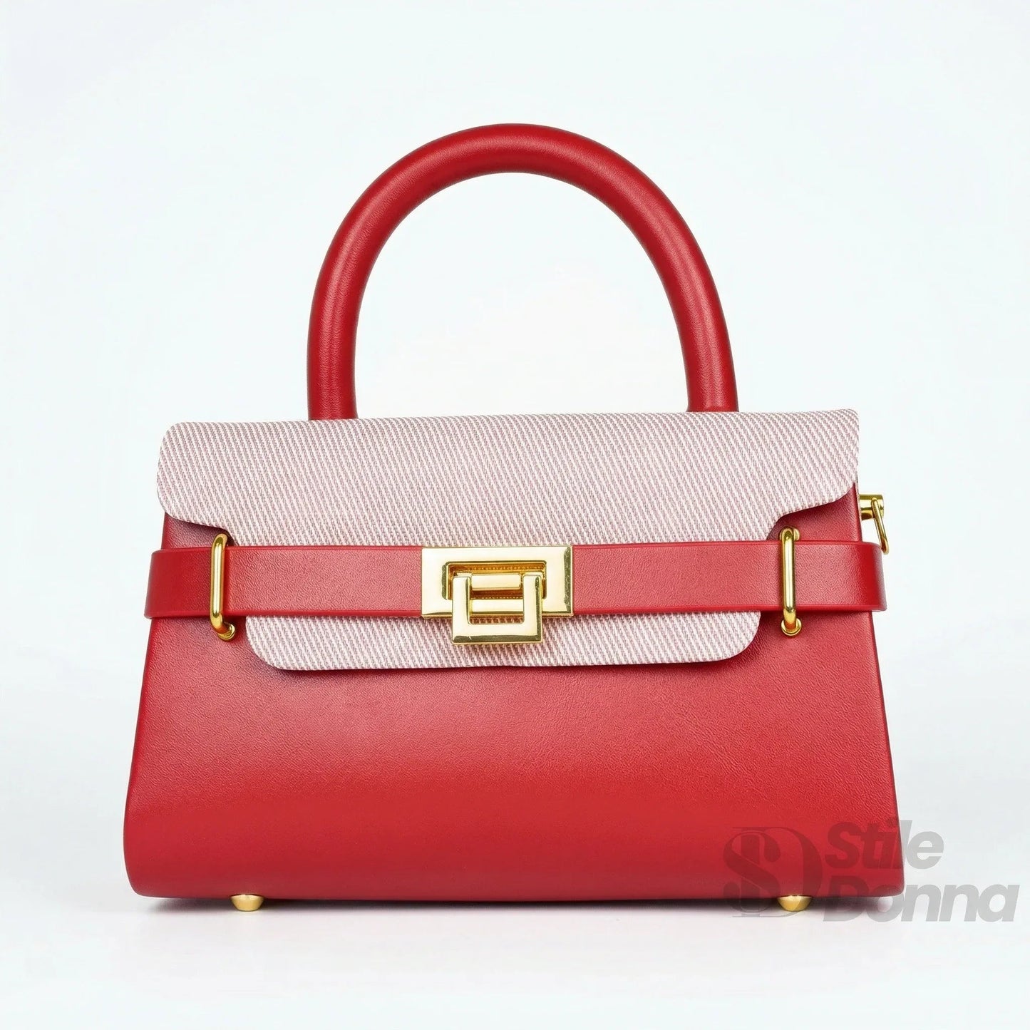 Herisson Firenze Mini Borsa Top-Handle in Ecopelle a Contrasto con Tracolla