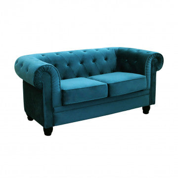 Chesterfield-Sofa aus blauem oder taupefarbenem Samt mit Kapitonierung