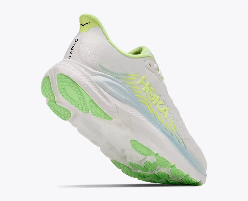 Hoka Clifton 11 Scarpa Running Donna Bianco Giallo Neon - 1176573-FYZ