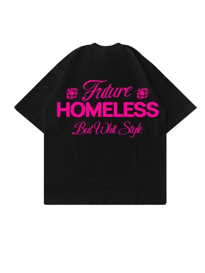 Homeless T-Shirt Nera 100% Cotone Made in Italy