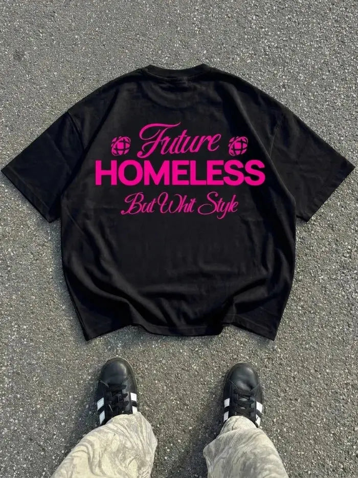 Homeless T-Shirt Nera 100% Cotone Made in Italy
