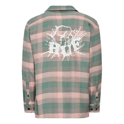 Huf Camicione unisex in flanella a quadri con ricamo Smash BU00168 rosa