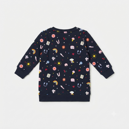 Name It NMFLAUGE SWEAT 13259020 – Abito Felpa Bambina Blu Stampa Fantasia 6-8 Anni