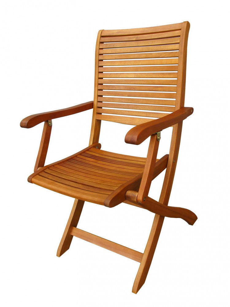 Poltrona Riviera con braccioli - Sedia in legno di Acacia Marrone 55 x 64 x 94 cm H