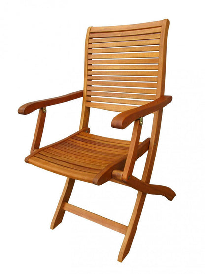 Poltrona Riviera con braccioli - Sedia in legno di Acacia Marrone 55 x 64 x 94 cm H