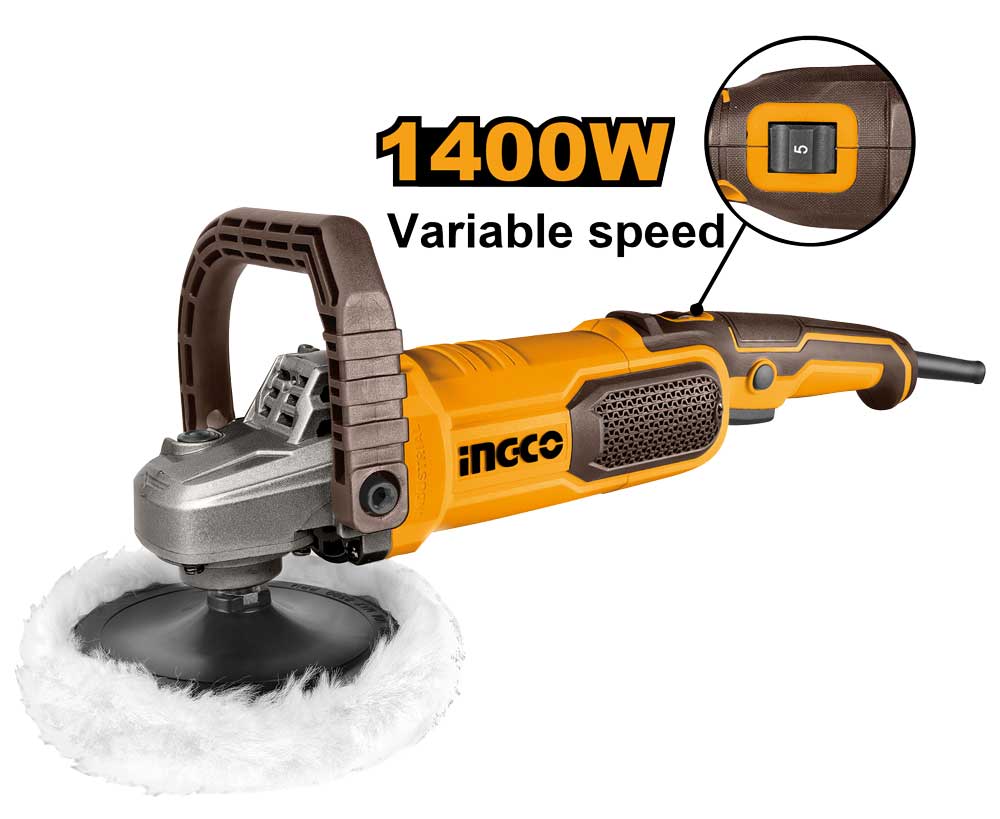 Poliermaschine 180MM 1400W - Aluminiumgehäuse - Polierpad und Polierhaube inklusive