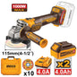 Ingco 115mm 20V 1000W Angle Grinder with 2 x 4.0Ah Batteries, Fast Charger and Carry Case