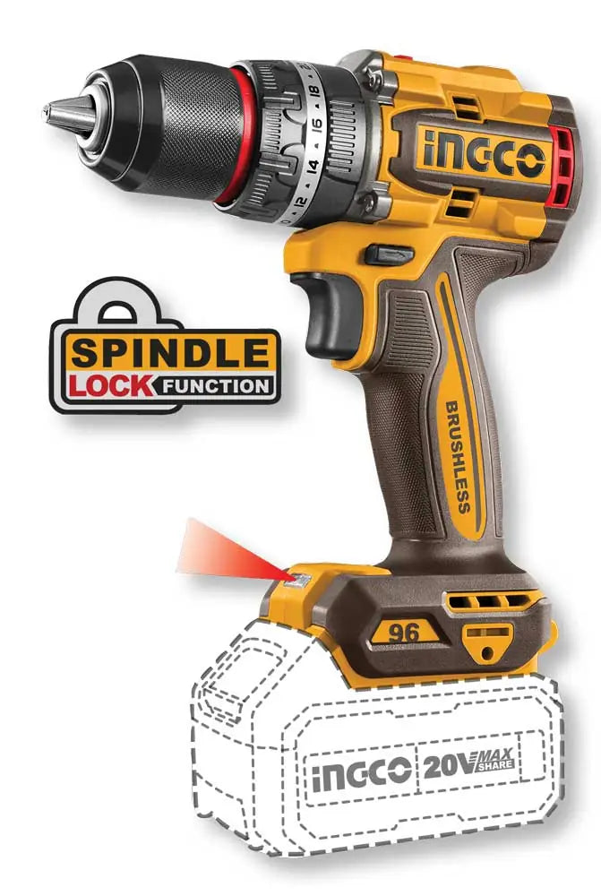Trapano a Percussione Ingco 20V Brushless 96Nm - Solo Corpo