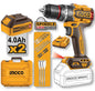 Brushless 20V Cordless Hammer Drill 96N.m 2x4ah Batteries+Charger