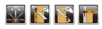 Falsa Squadra 15cm INGCO – Acciaio Inox, Regolabile con Bolla