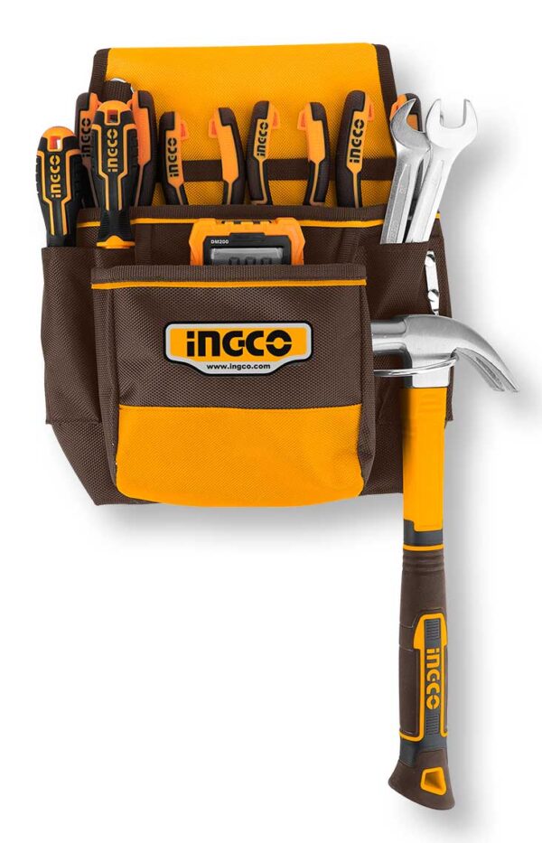 Fodero portautensili con 10 tasche e portamartello - Ingco
