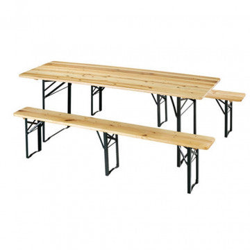 Set tavolo da birreria 220 x 70 con panca a 3 gambe