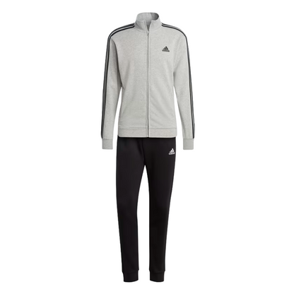 Adidas Tuta da uomo in cotone garzato Basic 3-Stripes Frecnh Terry IC6748 grigio-nero