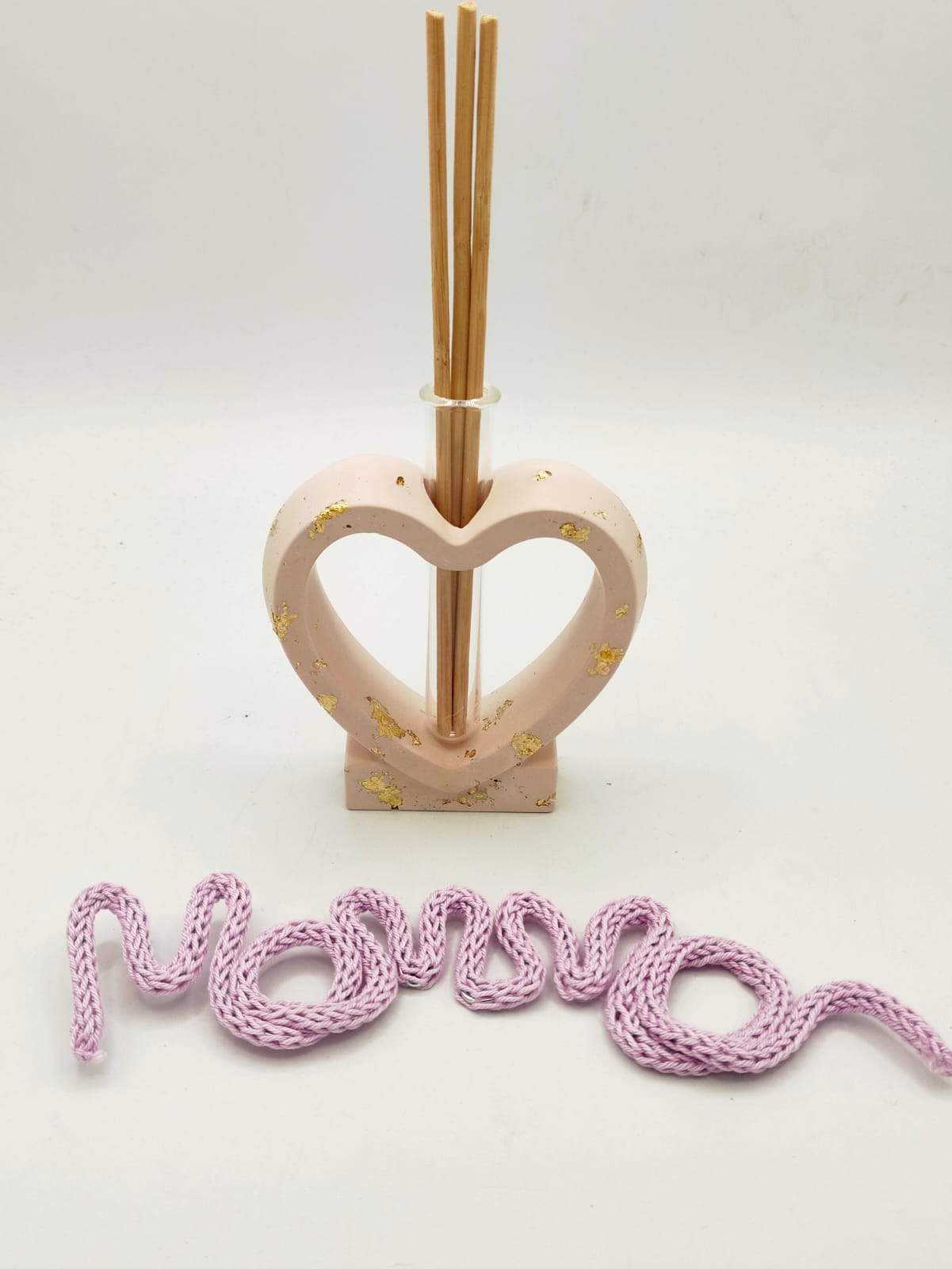 Diffusore per ambiente "cuore attimo di relax" e scritta mamma in tricotin