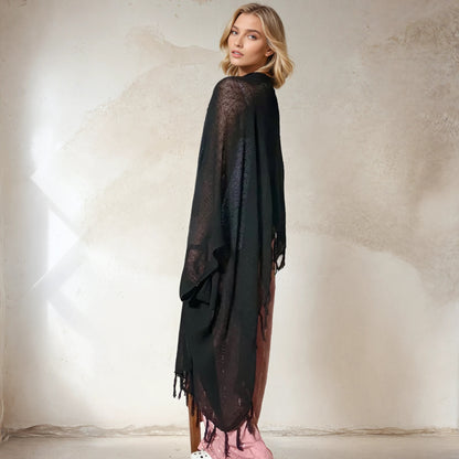 Langes Kaftankleid aus Rohbaumwolle 🌱 Schwarz