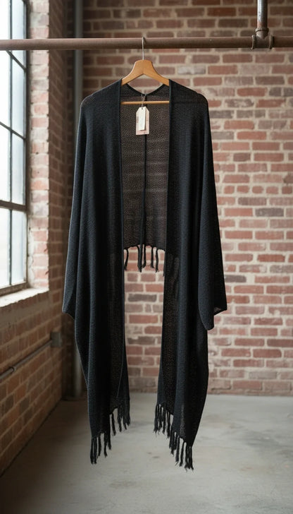 Langes Kaftankleid aus Rohbaumwolle 🌱 Schwarz