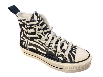 Converse scarpa sneaker alta con zeppa da donna Chuck Taylor All Star Lift HI A03713C nero beige