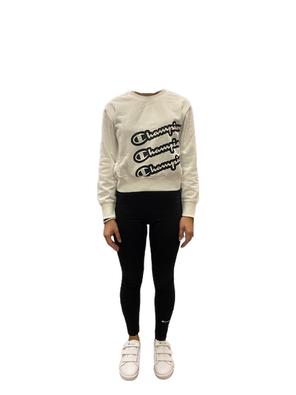 Champion Tuta da ragazza Felpa e Legging 404497 WW001 WHT/NBK white-black