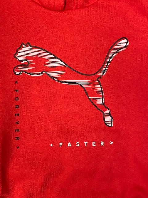 Puma felpa da bambino con cappuccio stampa logo grande 846887 11 rosso