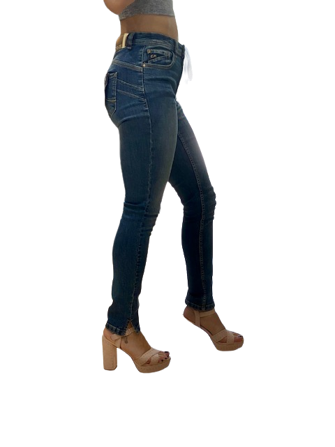Yes Zee Pantalone Jeans donna 5 tasche jeggings P377W205 J712 super stone