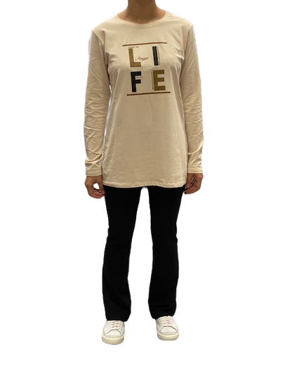 Hangar93 T-shirt manica lunga da donna con stampa Z6764D BUR01 burro