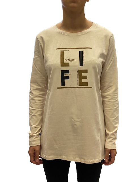 Hangar93 T-shirt manica lunga da donna con stampa Z6764D BUR01 burro