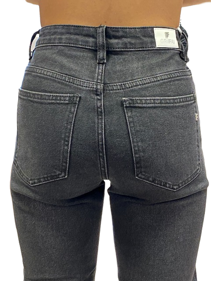Griffai Pantalone Jeans da donna Mom Sfrangiato DGF2012 black