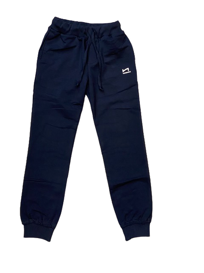 Hangar93 Pantalone in cotone garzato da bambino con tasche e polsino al fondo Z306B BLU01 blu