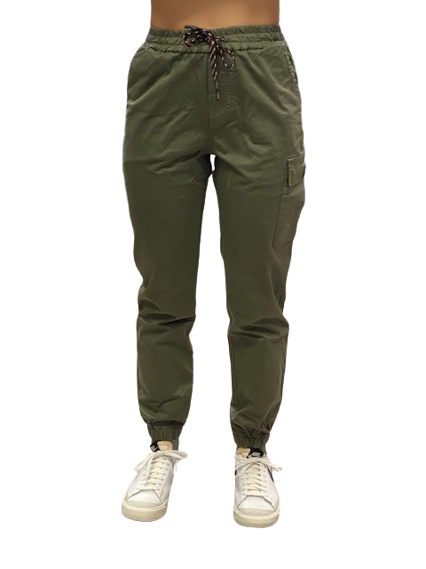 Hangar93 Pantalone militare in cotone con 1 tasca laterale Z2641J MIL02 verde army