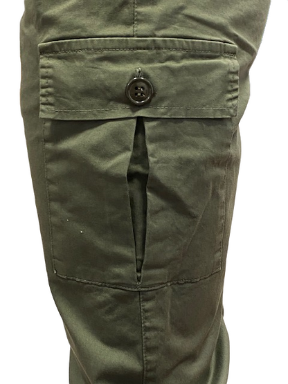Hangar93 Pantalone militare in cotone con 1 tasca laterale Z2641J MIL02 verde army