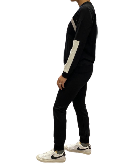 Hangar93 Tuta da ragazzo in cotone garzato con felpa girocollo e pantalone con elastico al fondo Z2771J NER01 nero