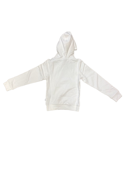 Puma Felpa da ragazza con cappuccio e tasca marsupio ESS+ 2 stampa logo grande 670310 12 bianco rosa