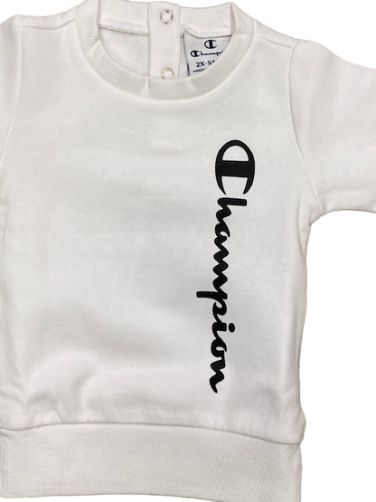 Champion Tuta infant felpa girocollo pantalone con polsino 404504 WW001 wht/bnk bianco-nero