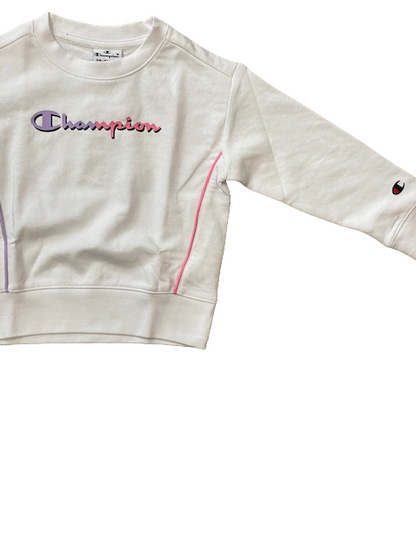 Champion felpa girocollo da ragazza Legacy C-Color Powerblend 404666 WW001 bianco