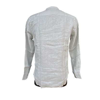 Trez camicia da uomo maniche lunghe e collo coreano in lino Cenzo-1211 M49018 380 mastice