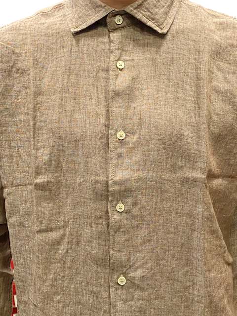 Men's long-sleeved linen shirt Trez Celsio-1217 tobacco