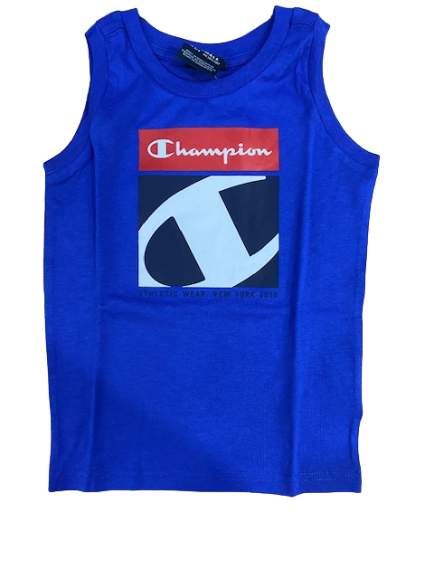 Champion completino da ragazzo Legacy Graphic Canotta + Bermuda 306318 BS071 ETR bluette-navy