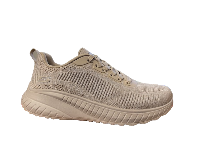 Skechers Bobs Squad Chaos Sparkle Divine 117219/TPE Taupe | Sneaker Donna Vegan Memory Foam