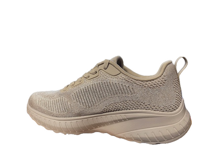 Skechers Bobs Squad Chaos Sparkle Divine 117219/TPE Taupe | Sneaker Donna Vegan Memory Foam