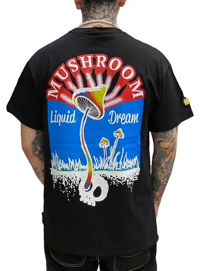 Mushroom T-shirt da uomo manica corta in cotone 12037-01 nero