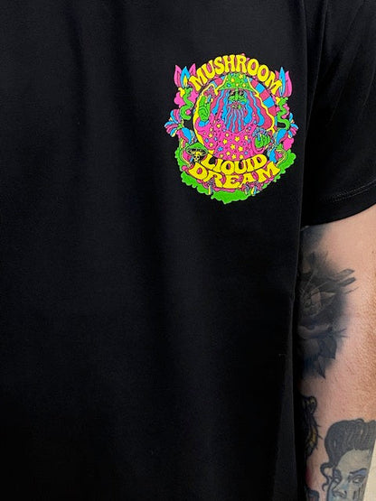 Mushroom T-shirt da uomo manica corta in cotone 12028-01 nero