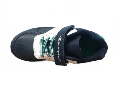 Champion scarpa sneakers da bambino con velcro Low Cut Erin S31370-F19-BS517 blu verde bianco