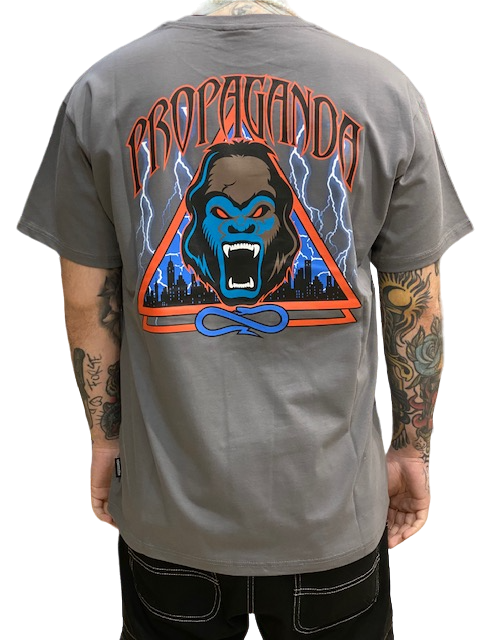 Propaganda Men's Short Sleeve T-Shirt Triangle Gorilla PRTS713-40 Grey