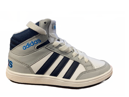Adidas scarpa sneakers da ragazzo Hoops Mid B74657 bianco-grigio